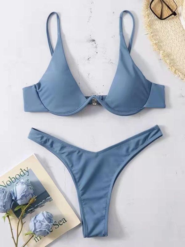 sexy bikini solid color bikini swimsuit - 808Lush