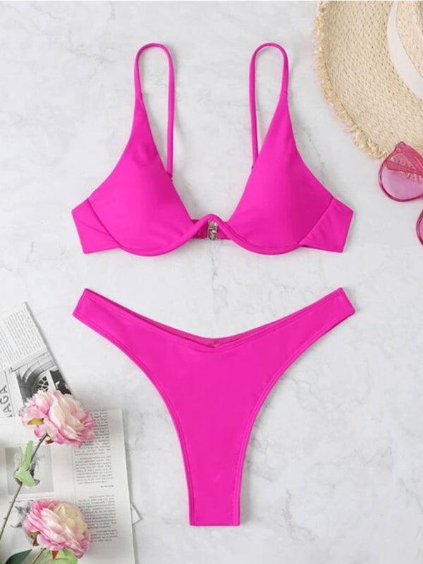 sexy bikini solid color bikini swimsuit - 808Lush