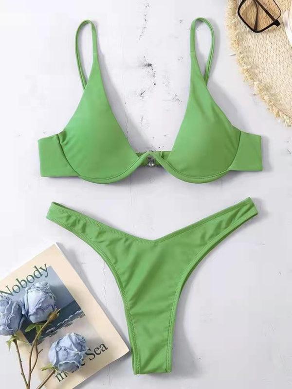 sexy bikini solid color bikini swimsuit - 808Lush