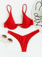 sexy bikini solid color bikini swimsuit - 808Lush