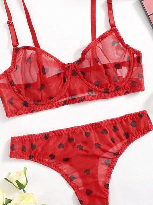 sexy love mesh lingerie set - 808Lush