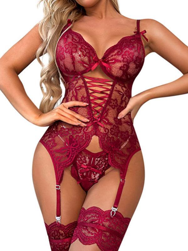 sexy lace suspenders, butterfly sexy see-through backless one-piece - 808Lush