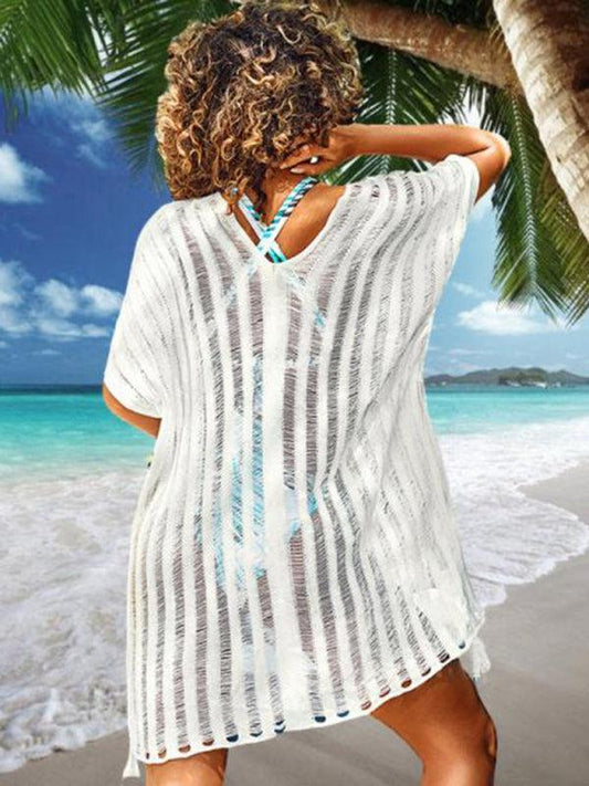 hollow knitted sweater, loose bikini top, swimsuit cover-up - 808Lush