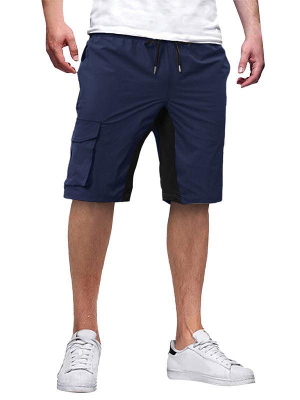 men's overalls drawstring color block casual shorts - 808Lush