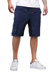 men's overalls drawstring color block casual shorts - 808Lush