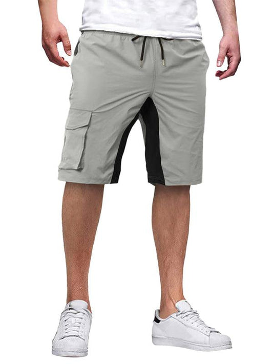 men's overalls drawstring color block casual shorts - 808Lush