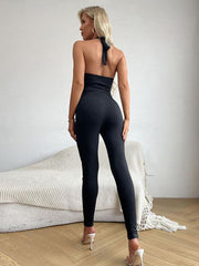 sexy babes women's black hollow suspender jumpsuit - 808Lush