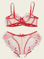 sexy lingerie hollow love three-point sexy suit - 808Lush