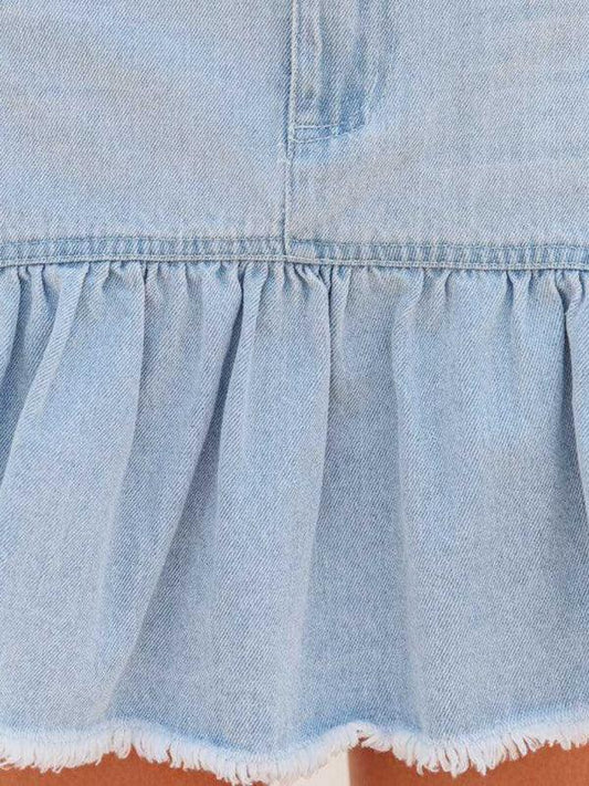 washed denim wish pleated skirt for women - 808Lush
