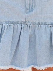 washed denim wish pleated skirt for women - 808Lush