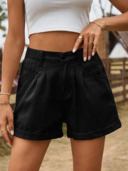 summer all-match elastic waist design denim shorts casual pants - 808Lush