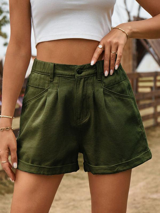 summer all-match elastic waist design denim shorts casual pants - 808Lush