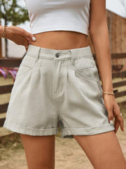 summer all-match elastic waist design denim shorts casual pants - 808Lush