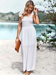 casual high waist wrap chest suspender jumpsuit wide leg pants - 808Lush