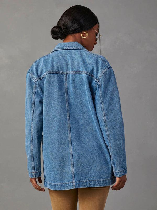 vintage light color heavy washed denim suit jacket - 808Lush