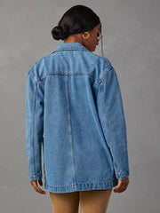 vintage light color heavy washed denim suit jacket - 808Lush