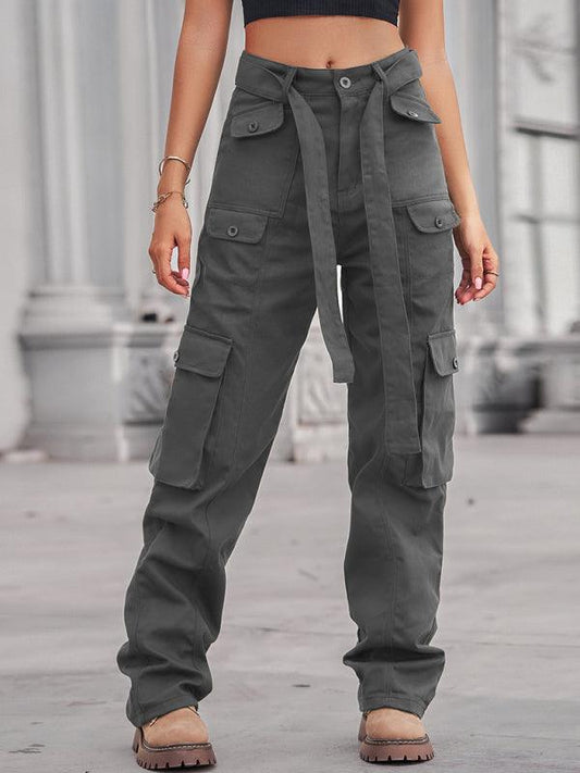washed denim multi-pocket heavy industry casual overalls trousers - 808Lush