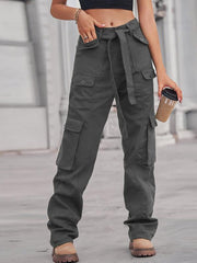 washed denim multi-pocket heavy industry casual overalls trousers - 808Lush