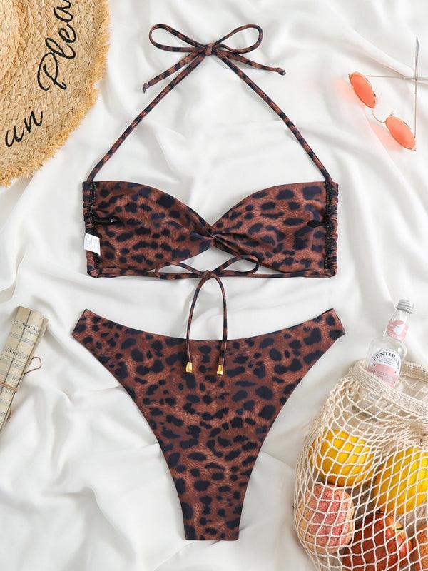 women's adjustable strap sexy leopard print bikini two-piece set - 808Lush