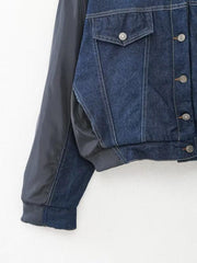 women's casual patchwork denim bomber jacket - 808Lush