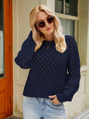 women's design loose round neck pullover sweater - 808Lush