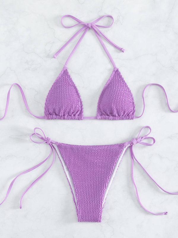 sexy wave pattern lace-up bikini - 808Lush