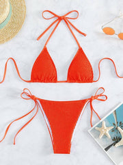 sexy wave pattern lace-up bikini - 808Lush