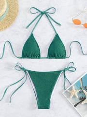 sexy wave pattern lace-up bikini - 808Lush