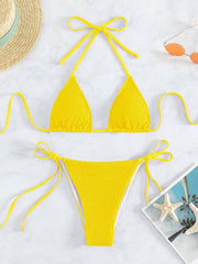 sexy wave pattern lace-up bikini - 808Lush