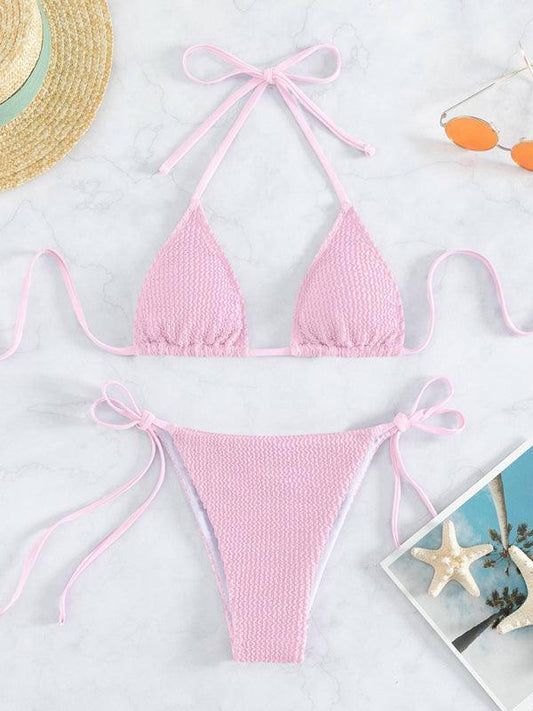 sexy wave pattern lace-up bikini - 808Lush