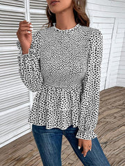 women's mid-collar printed long-sleeved shirt - 808Lush