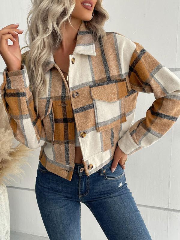 plaid cross-border long-sleeved jacket - 808Lush