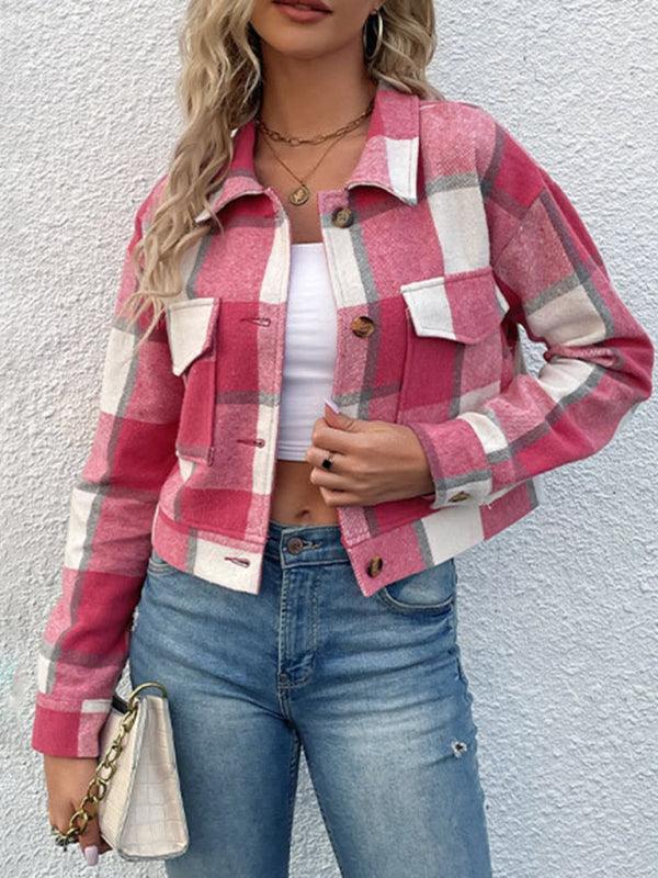 plaid cross-border long-sleeved jacket - 808Lush