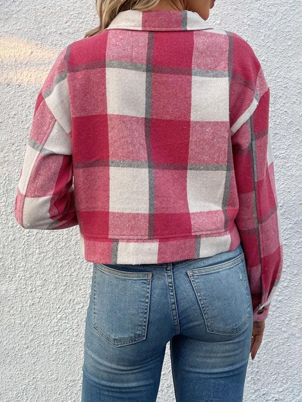 plaid cross-border long-sleeved jacket - 808Lush