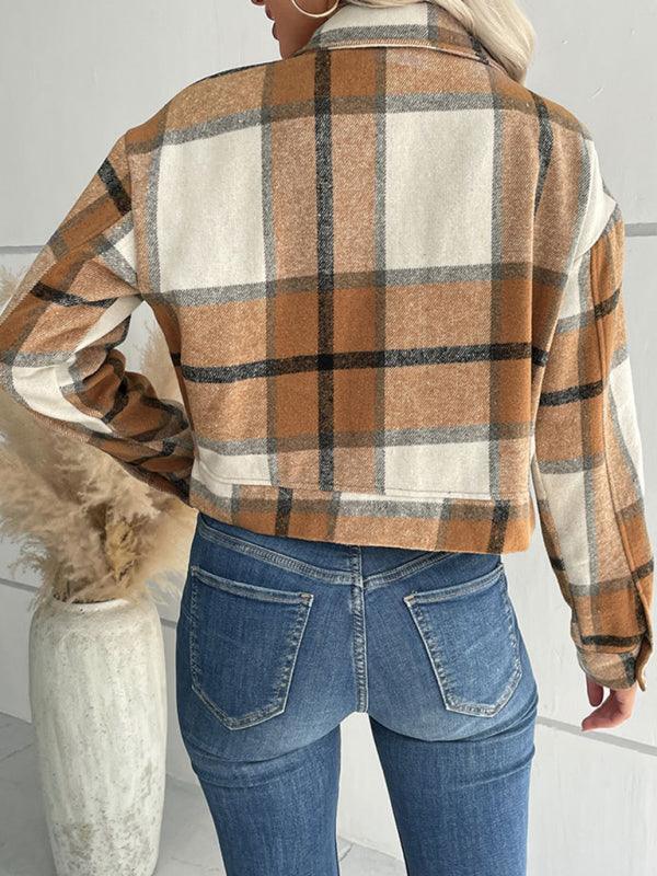 plaid cross-border long-sleeved jacket - 808Lush