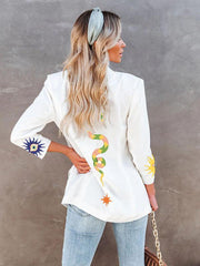 printed fashionable slim long sleeve blazer - 808Lush