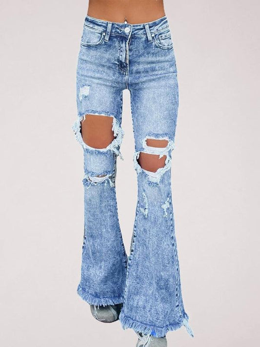 ripped tassel flared jeans - 808Lush
