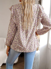 round neck floral long-sleeved top - 808Lush