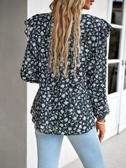 round neck floral long-sleeved top - 808Lush