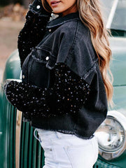 sequined short denim jacket - 808Lush