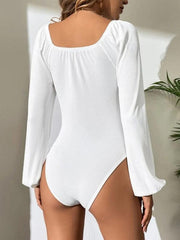 sexy square neck long-sleeved bodysuit - 808Lush