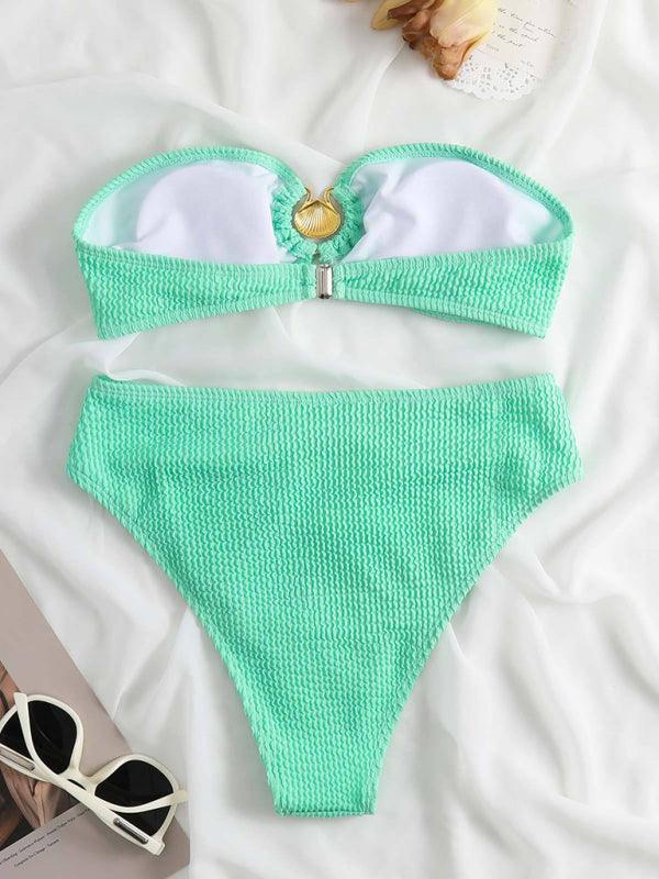 sexy wave pattern split swimsuit bikini - 808Lush