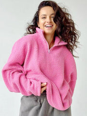 sherpa pullover small stand collar sweatshirt - 808Lush