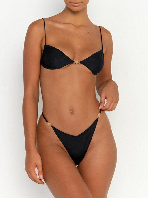 split backless strappy swimsuit tight bikini - 808Lush