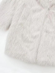 warm lapel loose faux fur effect coat - 808Lush