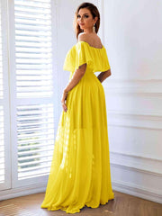 Off-Shoulder Layered Split Maxi Dress - 808Lush