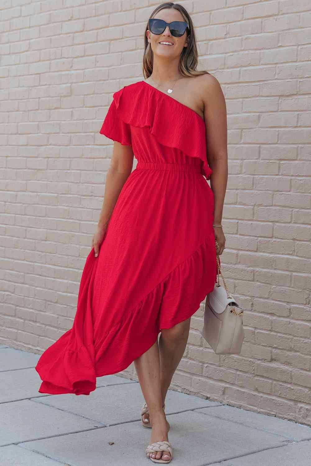 One-Shoulder Asymmetrical Dress - 808Lush