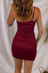 One-Shoulder Ruched Mini Dress - 808Lush