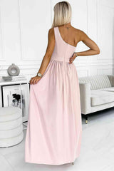 One-Shoulder Slit Maxi Dress - 808Lush