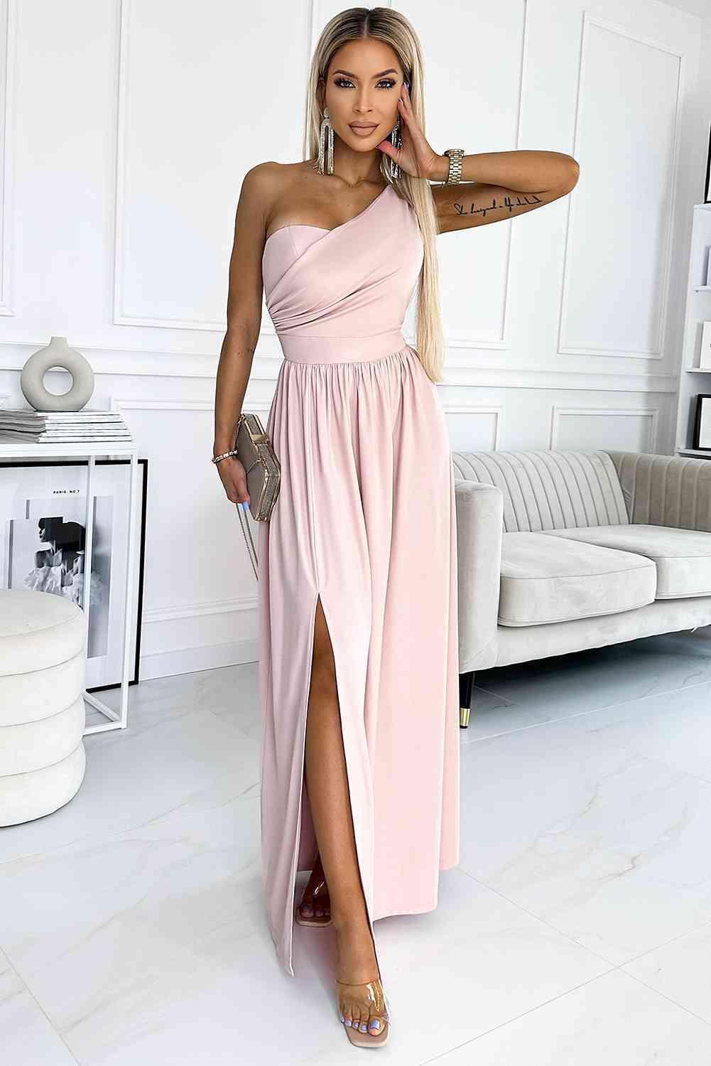 One-Shoulder Slit Maxi Dress - 808Lush